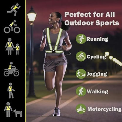 Reflective Strap Safety Vest Gear - 2-10 Pack Adjustable High Visible Reflective Running Gear for Women Men Night - color: Blue x10