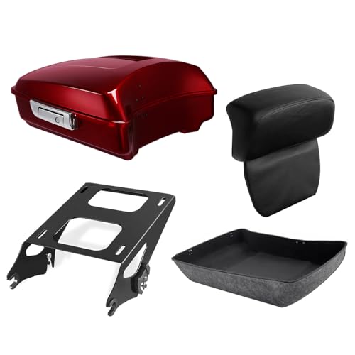 TCT-MOTORPARTS Chopped Luggage Kit w/Backrest Pad +Black Two-Up Mounting Rack Fit For 2017 Street Glide Special Velocity Red Sunglo 2017S - color: Fit for Velocity Red Sunglo #2