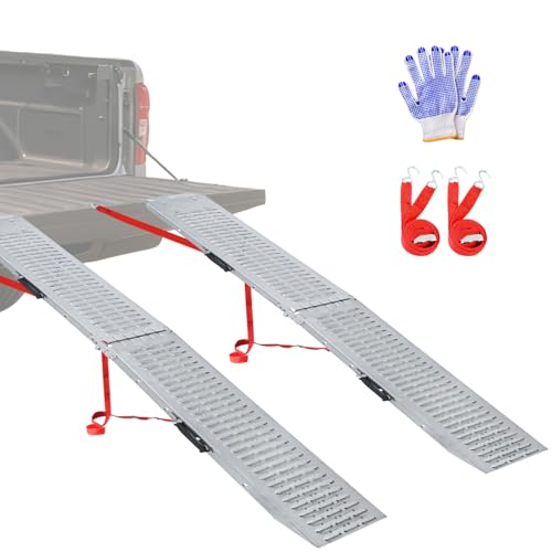 LIEKUMM 74" ATV Ramps 2-Pack, 880 lbs Heavy Duty Loading Ramps for Pickup Trucks, Folding Truck Ramps for Trailer & Lawn Mower - size: 74"L x 9"W（2pcs）