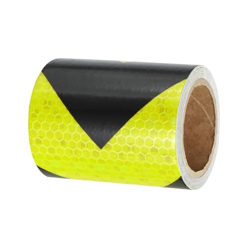 PATIKIL Reflective Tape, 1 Roll 3 Inch x 10 Ft Waterproof Self Adhesive High Visibility Caution Warning Safety Tape Reflector for Trucks Trailers Cars, Arrow Fluorescent Yellow Black - color: Fluorescent Yellow Black, size: 3 IN x 10 FT