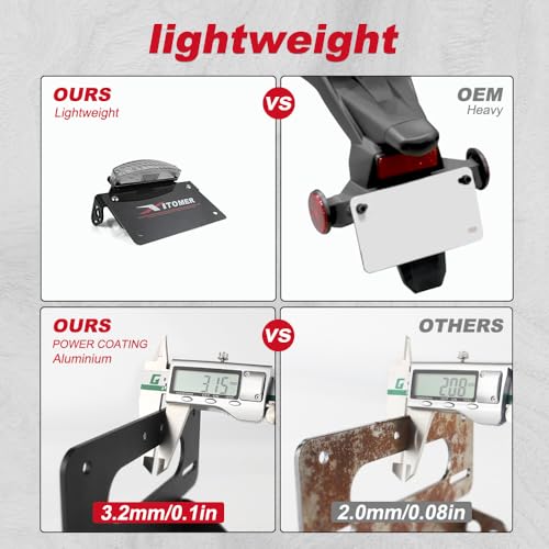 Xitomer Fender Eliminator Compatible with KLX300 KLX300SM 2024 2025 2026 KLX300 SM Tail Tidy Motorcycle License Plate Holder with Tail light/License Plate Light (Clear) - color: Clear