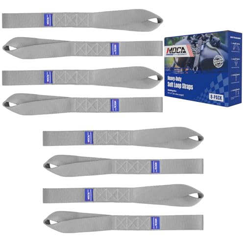 MOCA 8-Pack Soft Loop Tie Down Straps 12000 Lbs Breaking Strength 1.6 x 17 inches, Heavy Duty Tie Down Loops for Secure Trailering of Kayak, Motorcycles, ATV, UTV (8 Pieces, Gray) - color: Gray, size: 8-PACK