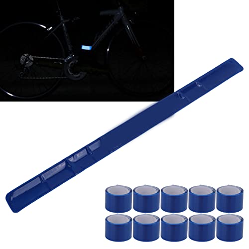 Kadimendium Reflective Steel Slap Armband Bracelets 10 Pack Safety Bands for Clothing Night Riding (Blue)