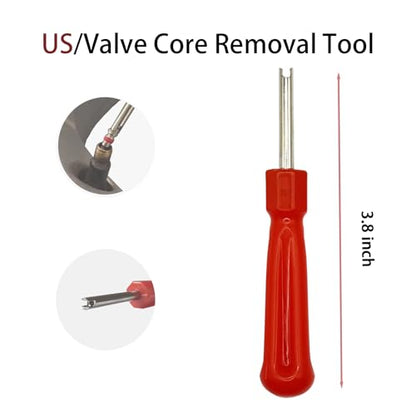 Valve Stem Puller and Installer, 24Pcs Tr413 Snap-in Tire Valve Stems, 10Pcs Valve Cores, 10Pcs Tire Valve Caps and Valve Core Removal Tool