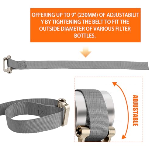 Oil Filter Strap Wrench - 1/2" Drive Filter Strap Wrench for Replace Auto Truck RV Motorcycle Oil Filter and Water Filter