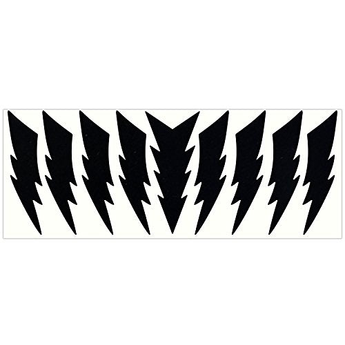 LiteMark Reflective Lightning Bolt Sticker, Bike, Helmet, Black, 4 Inch - Pack of 9 Pcs - color: Black