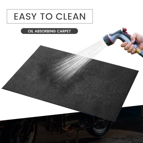 1 Pcs 29 x 36 Inch Garage Floor Mat Oil Spill Mat Oil Absorbent Pads Reusable, Washable, Waterproof Backing Contains Liquids, Protects Garage Floor or Driveway Surface, Black