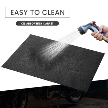 1 Pcs 29 x 36 Inch Garage Floor Mat Oil Spill Mat Oil Absorbent Pads Reusable, Washable, Waterproof Backing Contains Liquids, Protects Garage Floor or Driveway Surface, Black