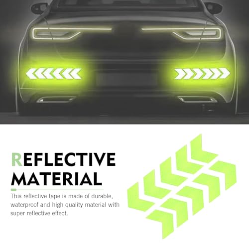 10 PCS Car Arrow Reflective Stickers, 1.97" x 1.81" Waterproof Safety Tapes, High Visibility Night Caution Warning Reflective Stickers, Universal for Most Cars (Green) - color: Green