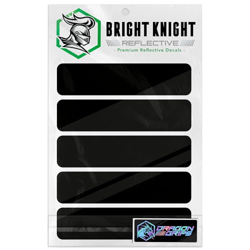 Bright Knight Decals Motorcycle Helmet Decals, 5 Pcs Black Reflective Tape Decal with 3M Retro Reflective Stickers for Helmet Vinyl - color: Black, size: Pack of 1