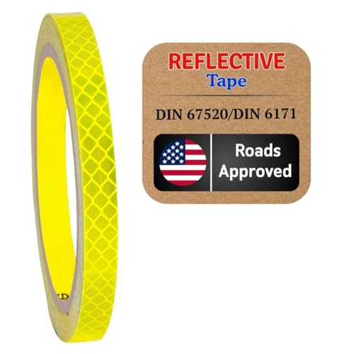 Reflective Reflective Tape Reflective Film Safety Warning Tape Waterproof Reflective Film Cars Motorcycles Helmet Bicycle Made with Diamond Grade (4083_ 10mm X 5meter Yellow) - color: 4083_ 10mm X 5meter Yellow