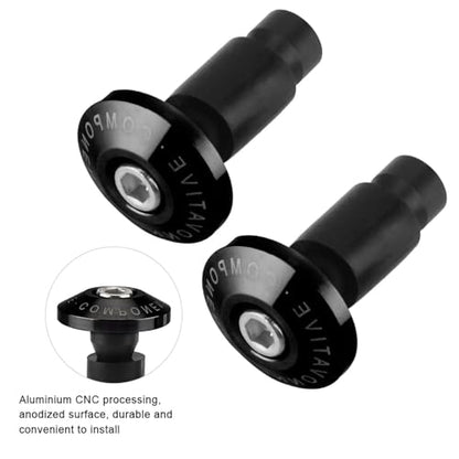 Unifizz Universal Motorbike Bar Ends 22mm 7/8inch CNC Aluminium Motorcycle Handlebar End Slider Plug Caps for Racing ATV Offroad Black