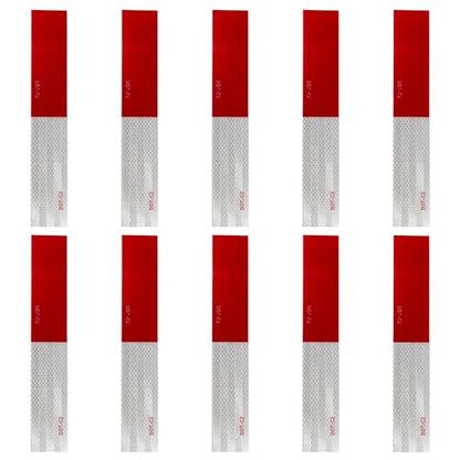 DOT-C2 Reflective Tape, 2" × 12" × 10 Pack, Conspicuity Red White Reflective Stickers, Outdoor Waterproof, Safety Tape for Trailers, Truck, Vehicles