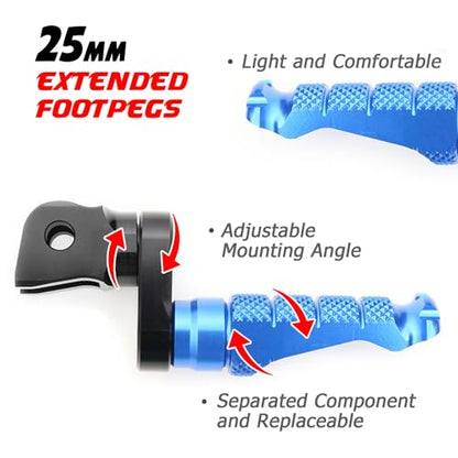 MCMOTOPARTS R-FIGHT Blue Front Footpegs 25mm Lowering Foot Pegs Compatible with ER-6F 2006-2008 06 07 08 - color: Blue, size: 1 inch Extension (25mm)
