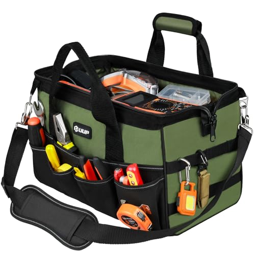 UUP Heavy Duty Tool Bag 15-Inch, 16-Pocket Portable Empty Tool Box Organizer, Big Storage Toolbox Organization, Soft Handle Large Zipper Carrying Toolbag, Father Day Gifts for Him Dad Men, Green - color: Green, size: 15.5 Inch