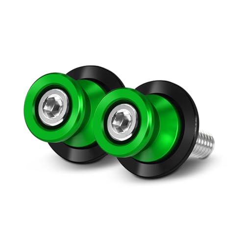 MFGZD Motorcycle 8MM Swingarm Spools M8 CNC Swing Arm Stand Screw Fit For VERSYS 650CC 1000 650 300X X300 NINJA 400 Z400 1000SX Ninja650 1000 Z650/RS Z900/RS Z800 Z1000/R/SX ZX6R ZH2/SE (Green) - color: Green