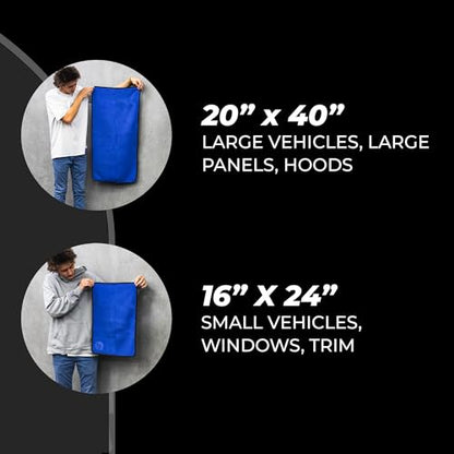 The Rag Company Dry Me A River, Professional Korean 70/30 Blend Microfiber Waffle-Weave Drying & Detailing Towels, Soft Suede Edges, 390 GSM, 16x24 Inches, Royal Blue, 3-Pack - color: Royal Blue, size: 16in x 24in