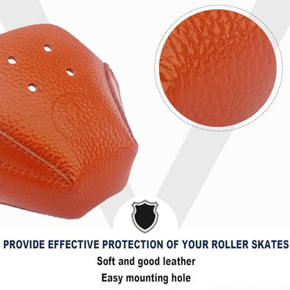 100% Real Cowhide | Toe Cap Guard Protectors | Roller Skate Derby Speed 1 Pair(Brown) - color: Brown
