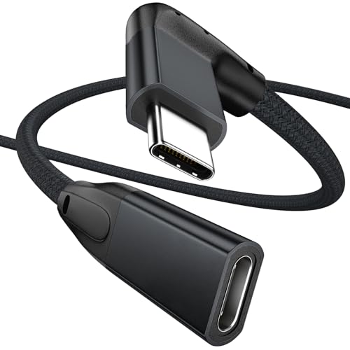 UseBean Right Angle USB C Extension Cable 3.3FT, 90 Degree USB-C 3.1 Gen 2 10Gbps Male to Female Type C 4K Video Extender Cord,for iPhone 15 MacBook Pro/Air,iPad Pro, Switch,Galaxy S24 S23 S22 - color: BLACK, size: 3.3FT