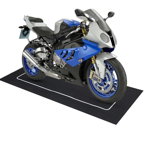 Drydiet 98 x 40 Inch Motorcycle Mat Garage Floor Rug Washable Parking Mats for Garage Floors Non Slip Oil Absorbent Pad Rubber Backing Layer Protects Floor from Spills Drips(Basic Style) - color: Black, size: 98 x 40 Inch, style: Basic Style