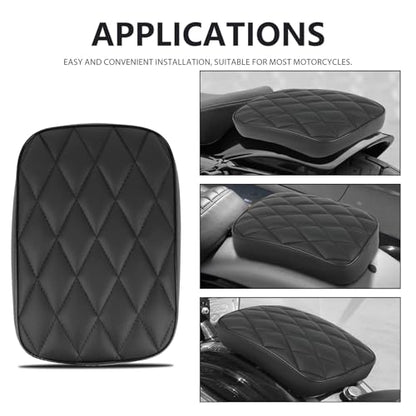 DREAMIZER Motorcycle Leather Pillion Rear Passenger Pad Seat 8 Suction Cups Black Liamond Rectangular Seat Compatible with Harley Cruiser Chopper Custom Dyna Sportster Softail Touring XL883 1200 48 - style: Diamond Black