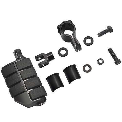 FOVPLUE 1",1.25"Highway Footpegs, Adjustable Highway Peg w/ 3-Piece Clamp for Harley Touring Softail Dyna Sportster models w/25mm-32mm Engine Guard/Tubing,Black#2 - color: Black For Lion Paw Style