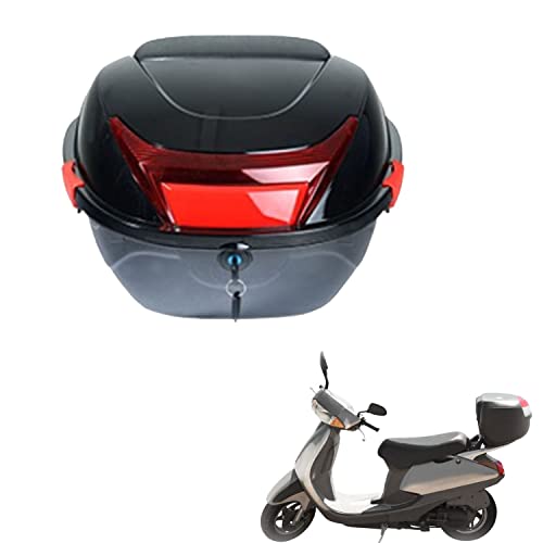 Daily Tail Box Motorcycle Trunk Luggage Top Box for Scooter/Motorcycle/Moped Back Top Case ABS Hard Shell 28L(Black) - color: Black