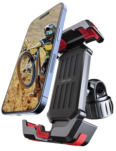 Pnitri 2 Pack Bike Phone Holder Mount [2025 Upgraded Gift Set]- Accesorios para Motos Stand, 3S Easy Install, Motorcycle Phone Mount Universal Handlebar, Bike Accessories for Adult - color: Black Red-2 Pack