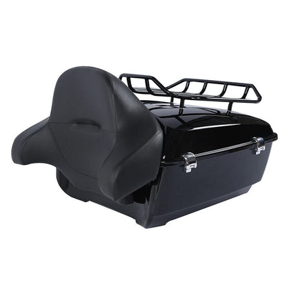 TCMT King Motorcycle Trunk Box Backrest & Black Luggage Rack Mount Rack Fit for Harley 2014-2025 Touring CVO Road King Road Glide Street Glide Electra Glide Pack - color: Style C Black 2 Up Rack#1