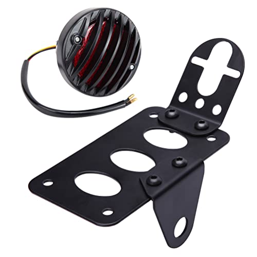 Rich Choices Motorcycle Tail Lights with Side License Plate Bracket Brake Lights Integrated Stop Light Waterproof Aluminum Universal 12V for Sportster 883 1200 Cruiser Bobber Chopper(Black#2) - color: Black#2