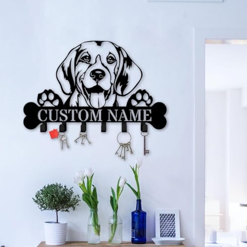 Custom Beagle Key Holder Wall Rack, Beagle Metal Hooks for Keys and Coats, Dog Wall Hanger for Entryway or Home (Beagle Dog Key Holder) - color: Beagle Dog Key Holder