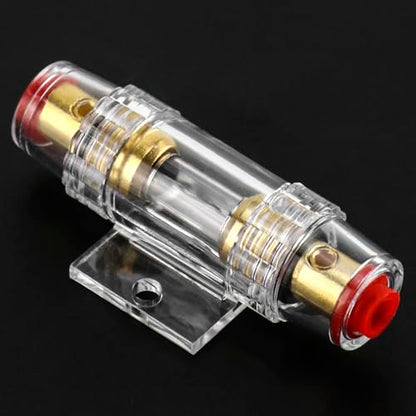 QWORK 4-8 AWG In-line Fuse Holder with 60A AGU Fuses - 2 Pack Waterproof Inline Fuse Holder