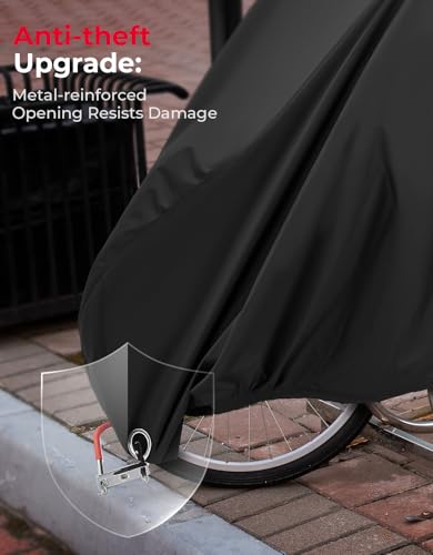 KEMIMOTO Bike Cover Outdoor, 420D Heavy Duty Trike Covers Larger Cargo Bicycle Rain Covers Storage Waterproof UV Protection Windproof Folding, Ebike Tarp for Adult Tricycles, Cargo 3 Wheel Bikes