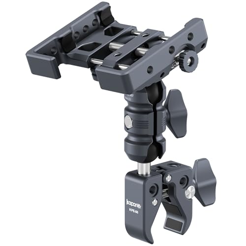 Shock-Absorbing Phone Holder, Handlebar Clamp Base Fits 0.5"-2" Diameter Bars, 25mm Ball & Dual Socket Arm, 360° Rotatable, Universal for iPhone/Android Phones Width 2.56"-3.74" (KPS-13) - color: KPS-13