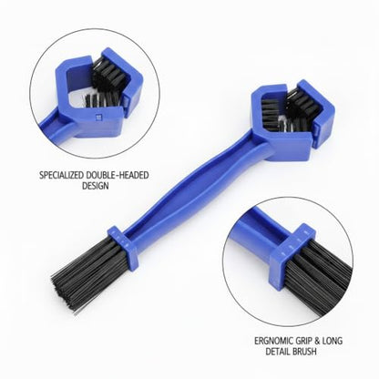 Double-Headed Bike Chain Cleaning Brush for Bicycle & Motorcycle Drivetrain Maintenance, Durable PP Plastic Scrubber for Grease Removal - color: Blue