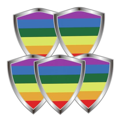 Pride Rainbow Flag Decal Sticker - Gay LGBTQ Flags Shield Shape Reflective Vinyl Car Stickers - for Car Window Bumper Laptop Waterproof Sticker (5Pcs) - color: Main Rainbow