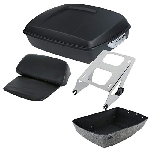 XFMT Matte Black Trunk Razor Backrest +Rack Compatible with Harley Touring 2014-2023 - color: Type 5