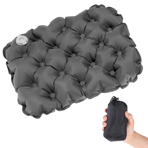Ptwola Inflatable Seat Cushion Portable Travel Airplane Seat Cushion Self-Inflating Camping Air Sitting Pad Portable Bleacher Cushions for Office Chair Hiking Outdoor Climbing Kayak Patio Car - color: Grey