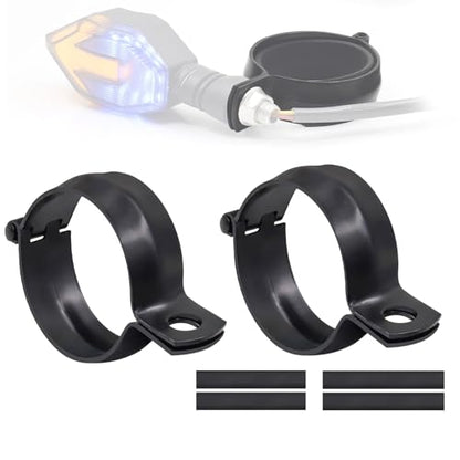 2 PCS Motorcycle Turn Signal Light Tube Bracket Mount - Metal Tube Clamp for 10mm Hole Non-Slip Rubber, Rain Resistant, Perfect for Light Bar Mount (55mm-Black) - style: 52-60mm black