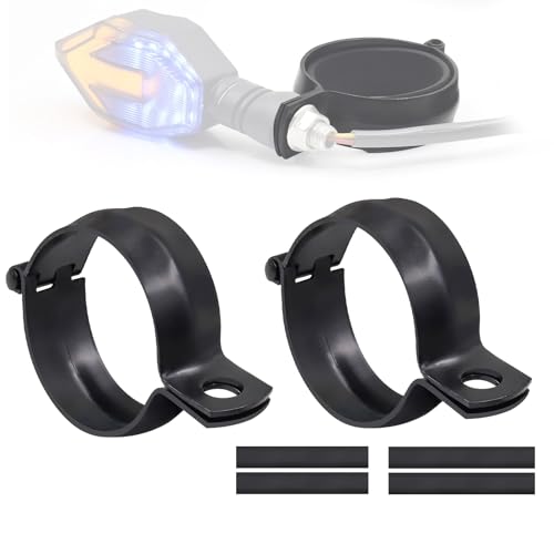 2 PCS Motorcycle Turn Signal Light Tube Bracket Mount - Metal Tube Clamp for 10mm Hole Non-Slip Rubber, Rain Resistant, Perfect for Light Bar Mount (45mm-Black) - style: 42-51mm black