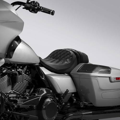 C.C. RIDER Low-Profile Rider&Passenger Seat Fit for Harley Touring 2023-2025 CVO Street Glide FLHXSE CVO Road Glide FLTRXSE 2024-2025 Street Glide FLHX Road Glide FLTRX FLTRXSTSE - size: 11# Black