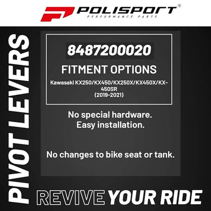 Polisport Pivot Unbreakable Levers Kit Fits Kawasaki KX250/KX450/KX250X/KX450X/KX450SR (2019–2023) Motocross (MX/Enduro) Brake/Clutch Levers, Durable Composite, OEM Shape Easy Install Black