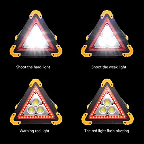 Warning Triangle Light, LED Emergency Triangle Light, Portable Multifunctional Car Warning Triangle Lamp Triangle Cob Work Light for Vehicle Truck Accident Car Repairing