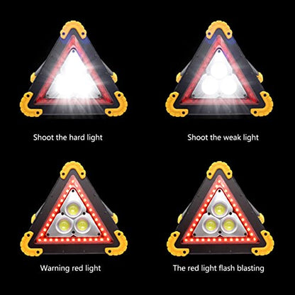 Warning Triangle Light, LED Emergency Triangle Light, Portable Multifunctional Car Warning Triangle Lamp Triangle Cob Work Light for Vehicle Truck Accident Car Repairing