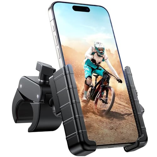Miracase Bike Phone Holder, [Support Video Recording] Motorcycle Phone Mount, [Quick Lock] Bicycle Phone Mount Handlebar Cell Phone Clamp for Scooter, Friendly Compatible with iPhone Samsung Black - color: Black