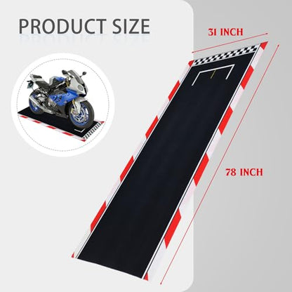 Drydiet Motorcycle Mat Garage Floor Rug Washable Parking Mats for Garage Floors Non Slip Oil Absorbent Pad Rubber Backing Layer Protects Floor(Competition Style,78 x 31 Inch) - size: 78 X 31 Inch, style: Competition Style
