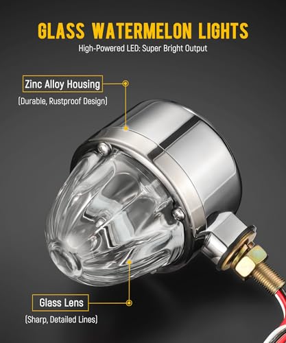 Partsam 1x Glass Watermelon Light Single-Face Amber LED Turn Signal Marker Light, Zinc Alloy Housing Clear Lens Post Mount for Peterbilt Freightliner Semi Truck Trailer, 12V - color: ClearLensAmberLights