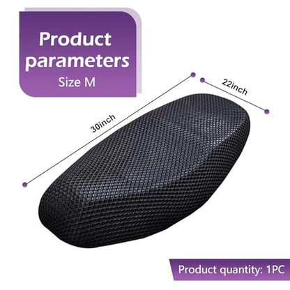Motorcycle Seat Cover, Waterproof & Non-slip Seat Protective Cover, Honeycomb Breathable Mesh Fabric Protective Pad, Universal for Most Motorcycle, Scooter, Moped, E-bike (Black #Middle) - color: Black #Middle