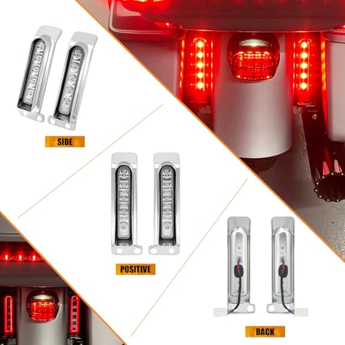 LED Filler Panel Lights Rear Fender Light Turn Signals Fit for Harley Touring Road Glide FLTR Electra Glide FLHT Road King FLHR Ultra Limited FLHTK 2014-2024 (Chrome Housing Clear Len) - color: Chrome Housing Clear Len