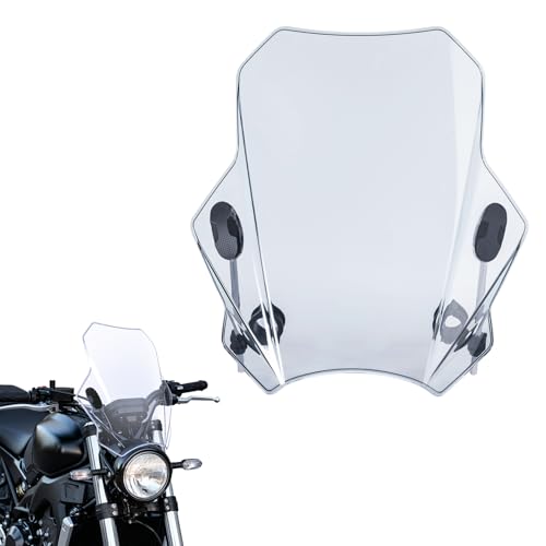 Motorcycle Universal Windshield 16.7” Windscreen Compatible with Yamaha Harley Honda Kawasaki Suzuki BMW Vulcan Cruiser Wind Deflector with 7/8" 1" 1 1/8" Handlebars, Smoke - color: Smoke